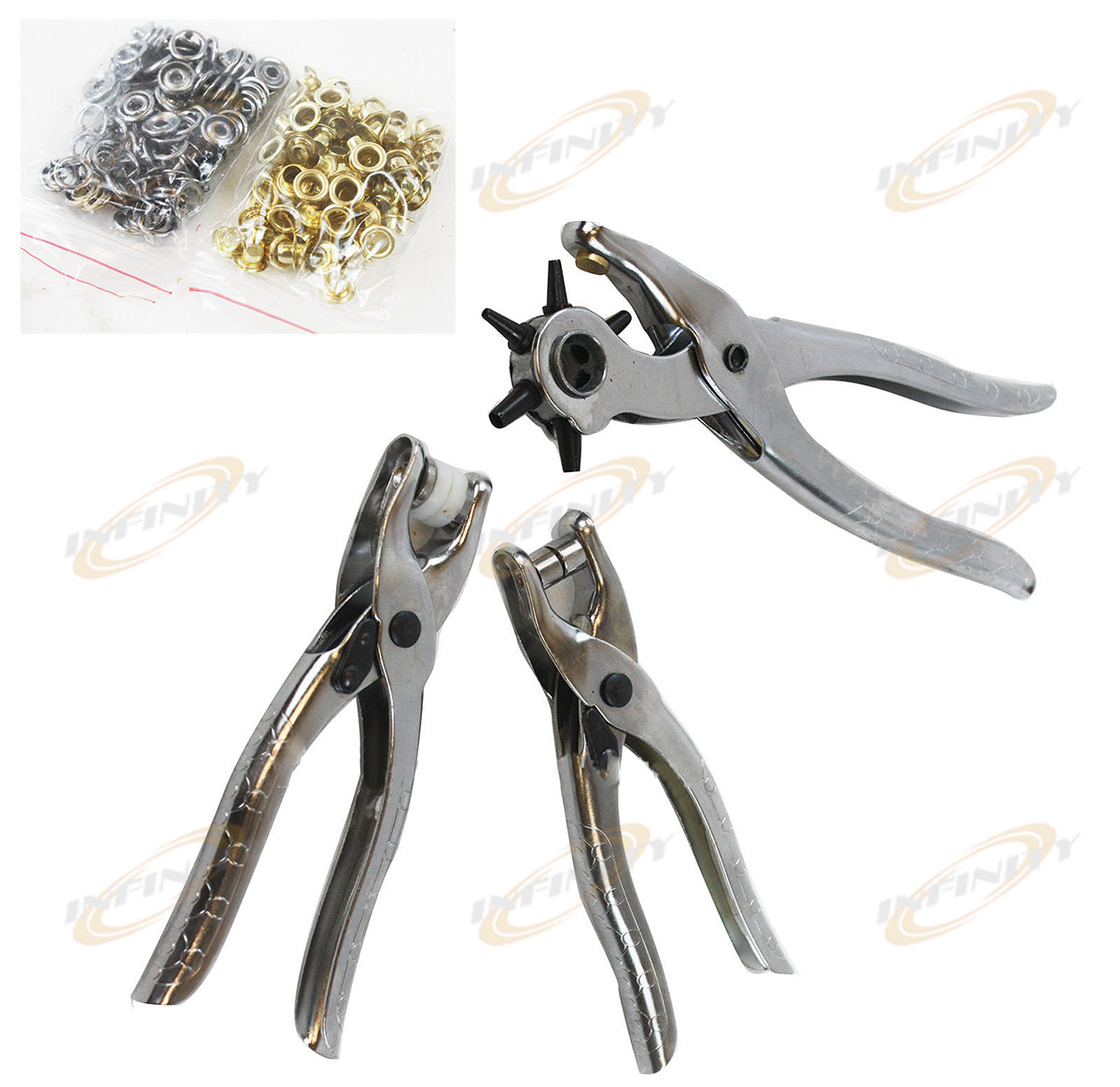 Leather Hole Puncher 6 Sizes w/ Coating Hand Tool Pliers Punch